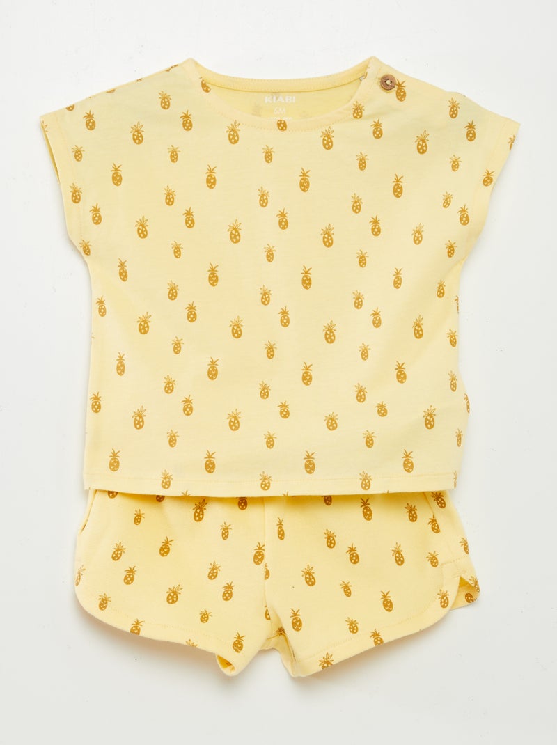 Conjunto estampado camiseta + short - 2 piezas AMARILLO - Kiabi