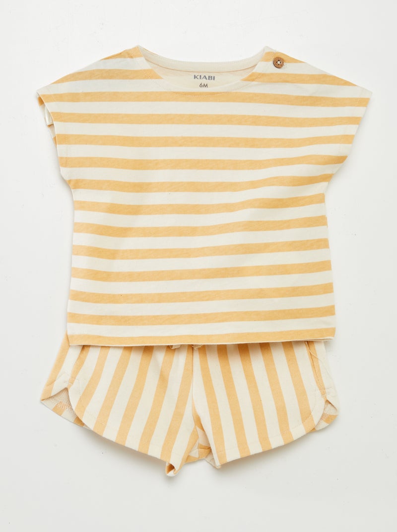 Conjunto estampado camiseta + short - 2 piezas BEIGE - Kiabi