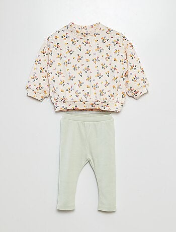 Conjunto estampado de sudadera + legging - 2 piezas