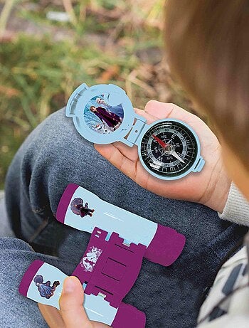 conjunto Frozen aventura con walkie talkies de hasta 120 m, prismáticos y brújula