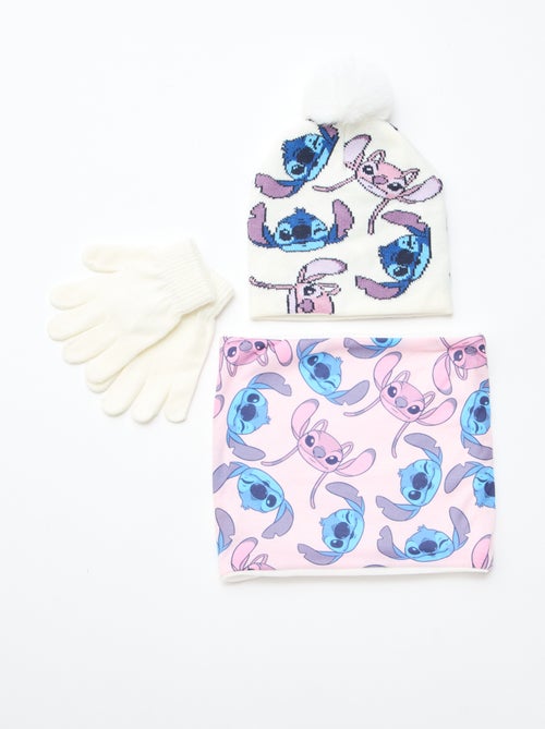 Conjunto gorro + braga de cuello + guantes 'Stitch & Angel' - 3 piezas - Kiabi