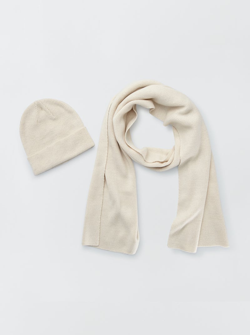 Conjunto gorro + bufanda - 2 piezas beige - Kiabi
