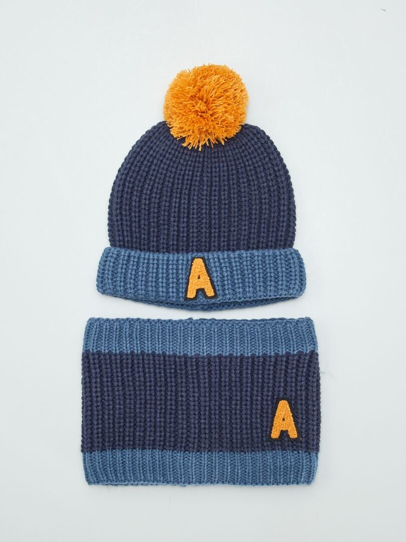 Conjunto gorro con pompón + bufanda braga forrada AZUL - Kiabi