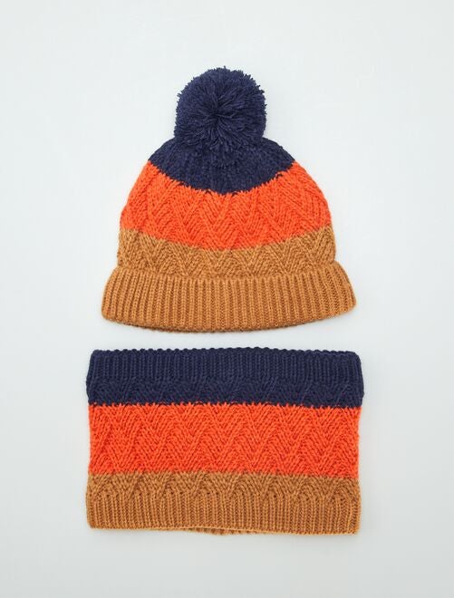 Conjunto gorro con pompón y bufanda braga forrada - Kiabi