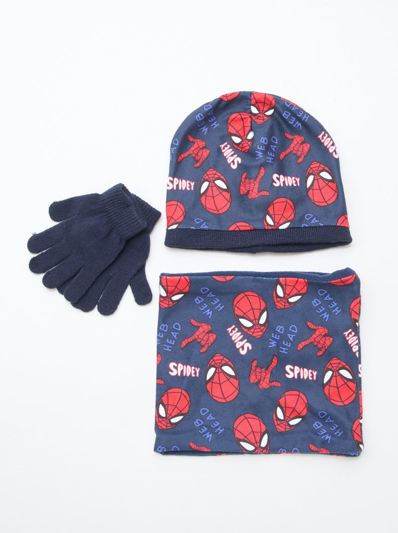Cerdá Ensemble 3 Pièces Snood Spiderman - Bonnet, Tour De Cou Et Gants - Garçon 2/8 Ans, Multicolore