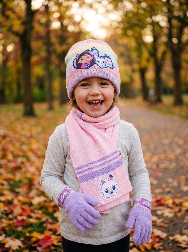 Conjunto gorro guantes bufanda de acrílico gabby's dollhouse dreamworks Rosa - Kiabi
