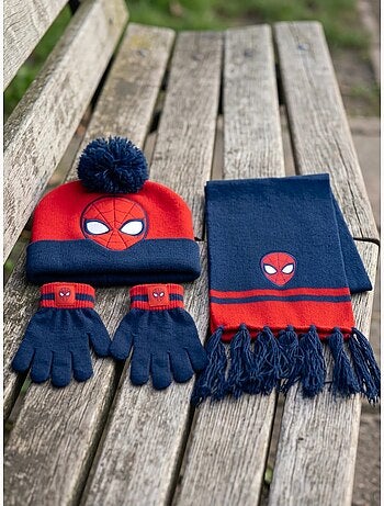 Conjunto gorro guantes bufanda de acrílico spiderman marvel
