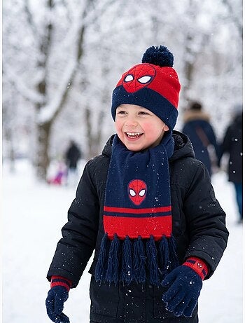 Conjunto gorro guantes bufanda de acrílico spiderman marvel