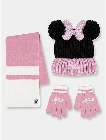 Conjunto gorro guantes bufanda infantil 3 piezas minnie disney