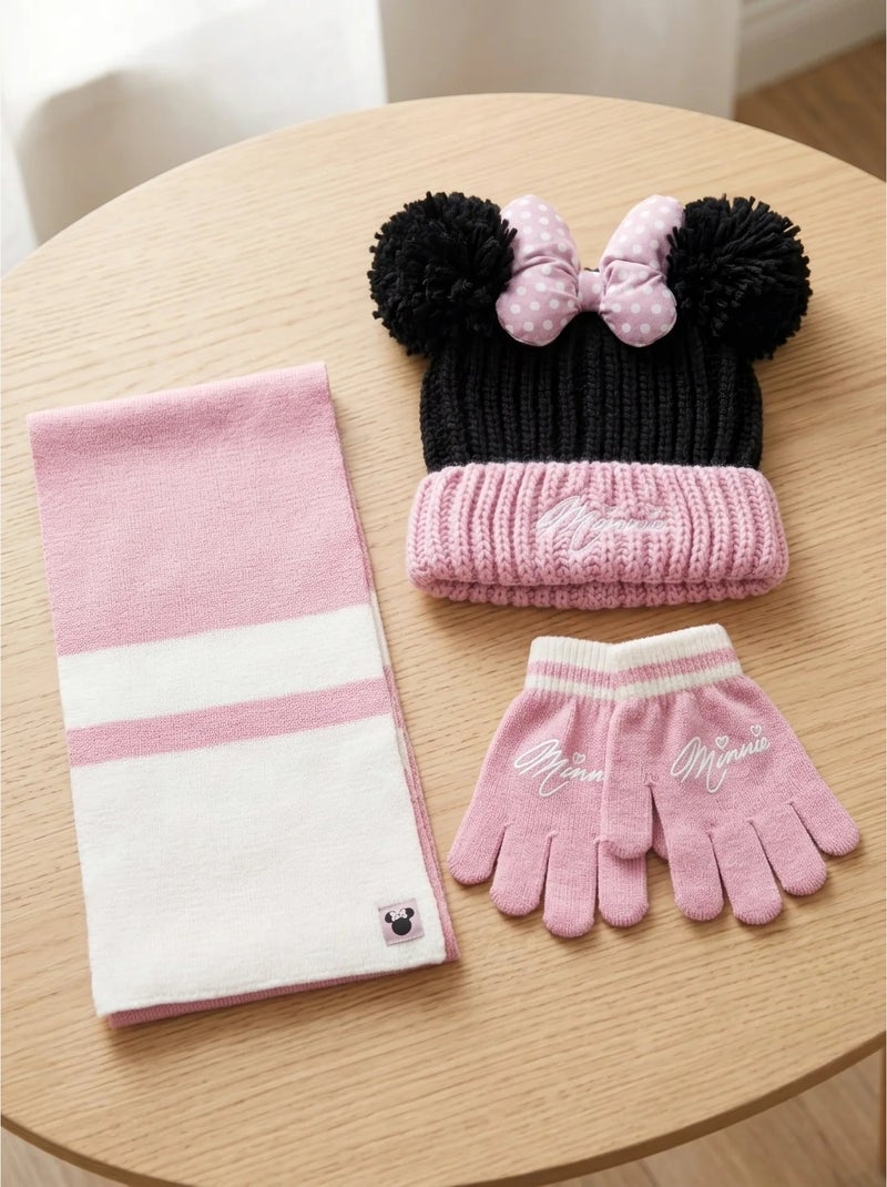 Conjunto gorro guantes bufanda infantil 3 piezas minnie disney Rosa - Kiabi