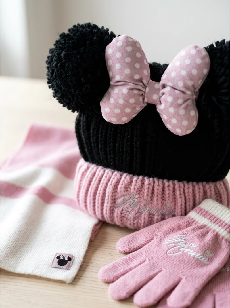 Conjunto gorro guantes bufanda infantil 3 piezas minnie disney Rosa - Kiabi