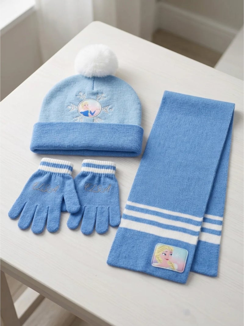 Conjunto gorro, guantes y bufanda frozen disney infantil Azul - Kiabi