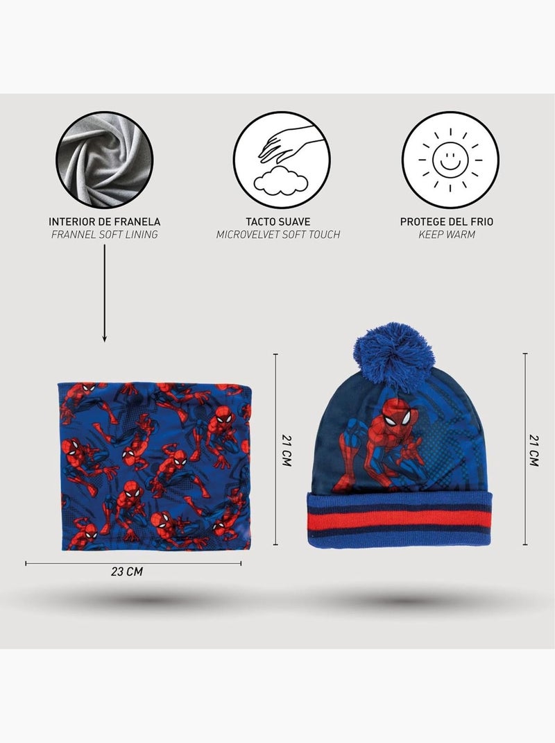Conjunto gorro, guantes y snood niño Spider-Man Marvel – Talla única Azul Rojo - Kiabi