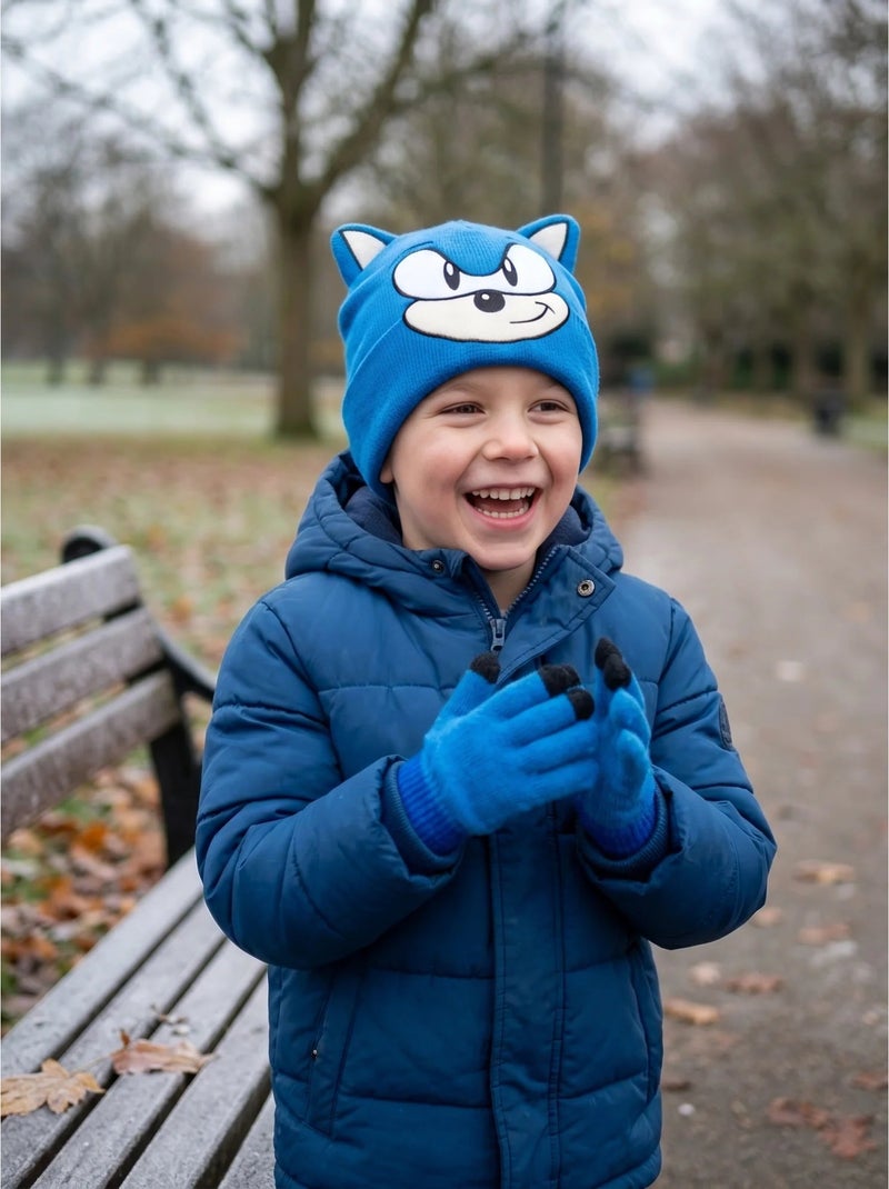 Conjunto gorro y guantes de acrílico sonic sega Azul - Kiabi