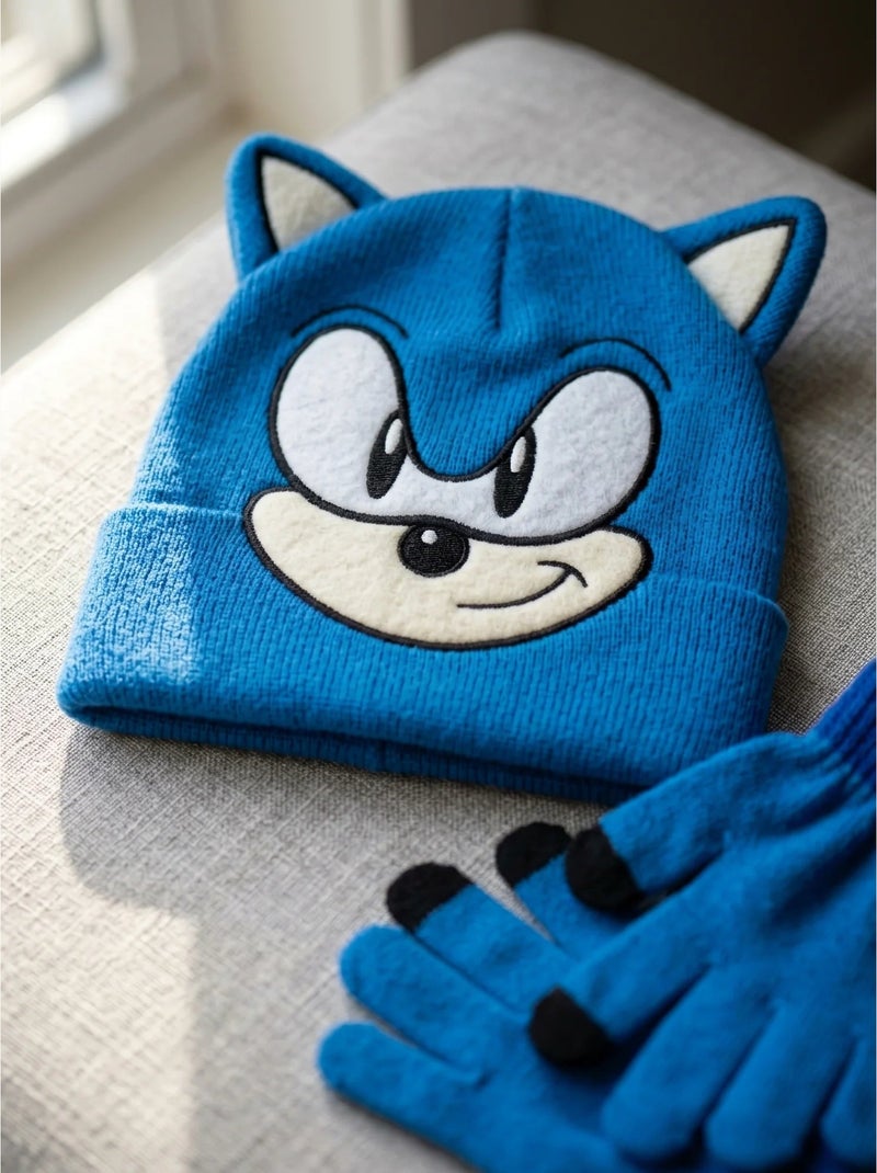 Conjunto gorro y guantes de acrílico sonic sega Azul - Kiabi