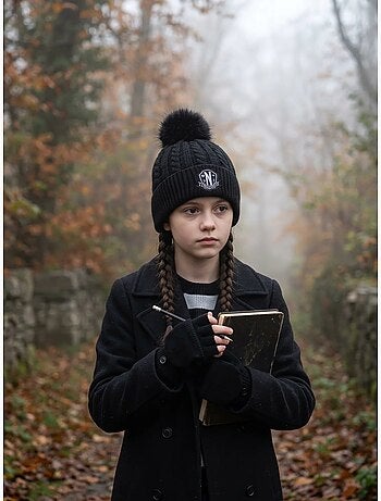 Conjunto gorro y guantes wednesday netflix