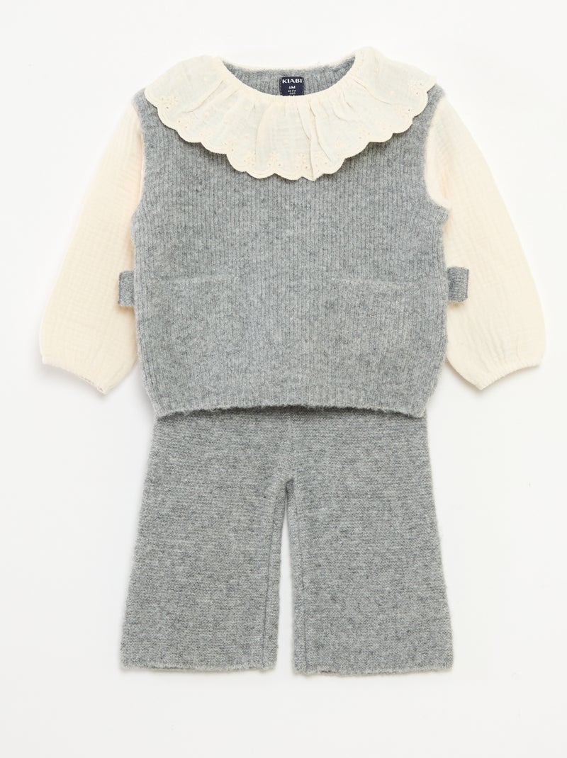 Conjunto jersey 2 en 1 + leggings Gris - Kiabi