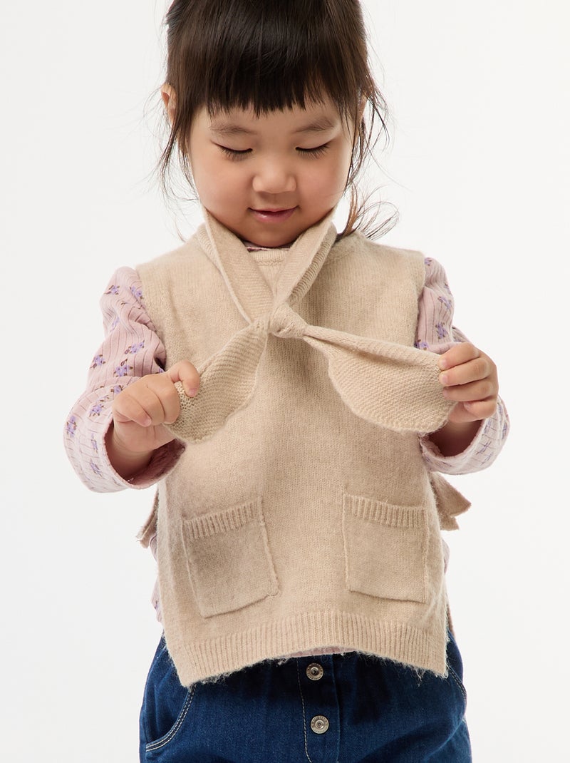 Conjunto jersey + bufanda fina Beige - Kiabi
