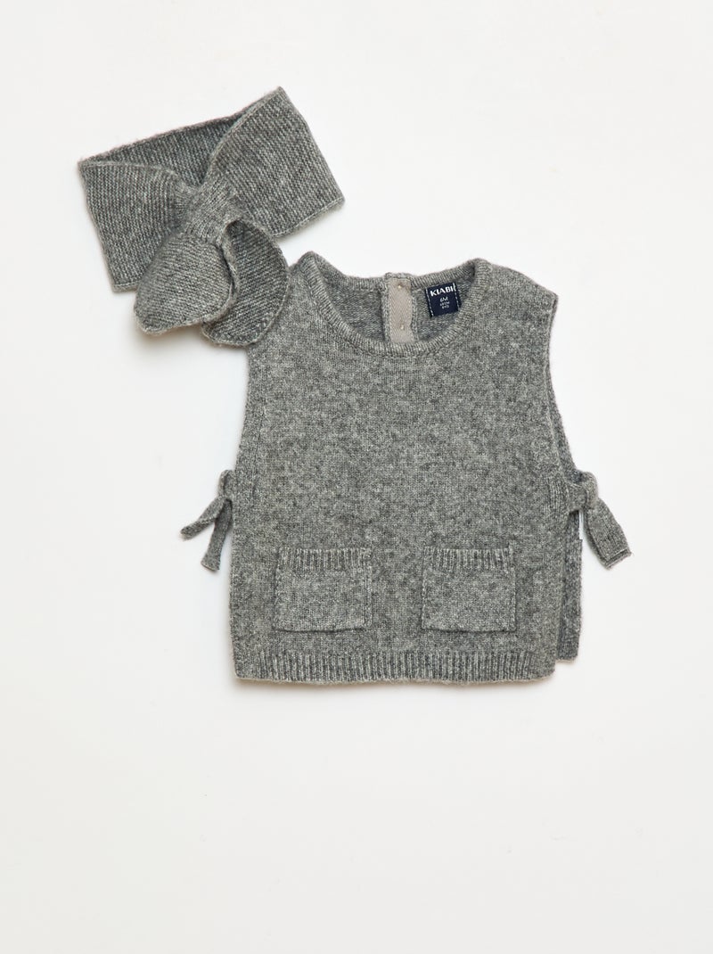 Conjunto jersey + bufanda fina Gris - Kiabi