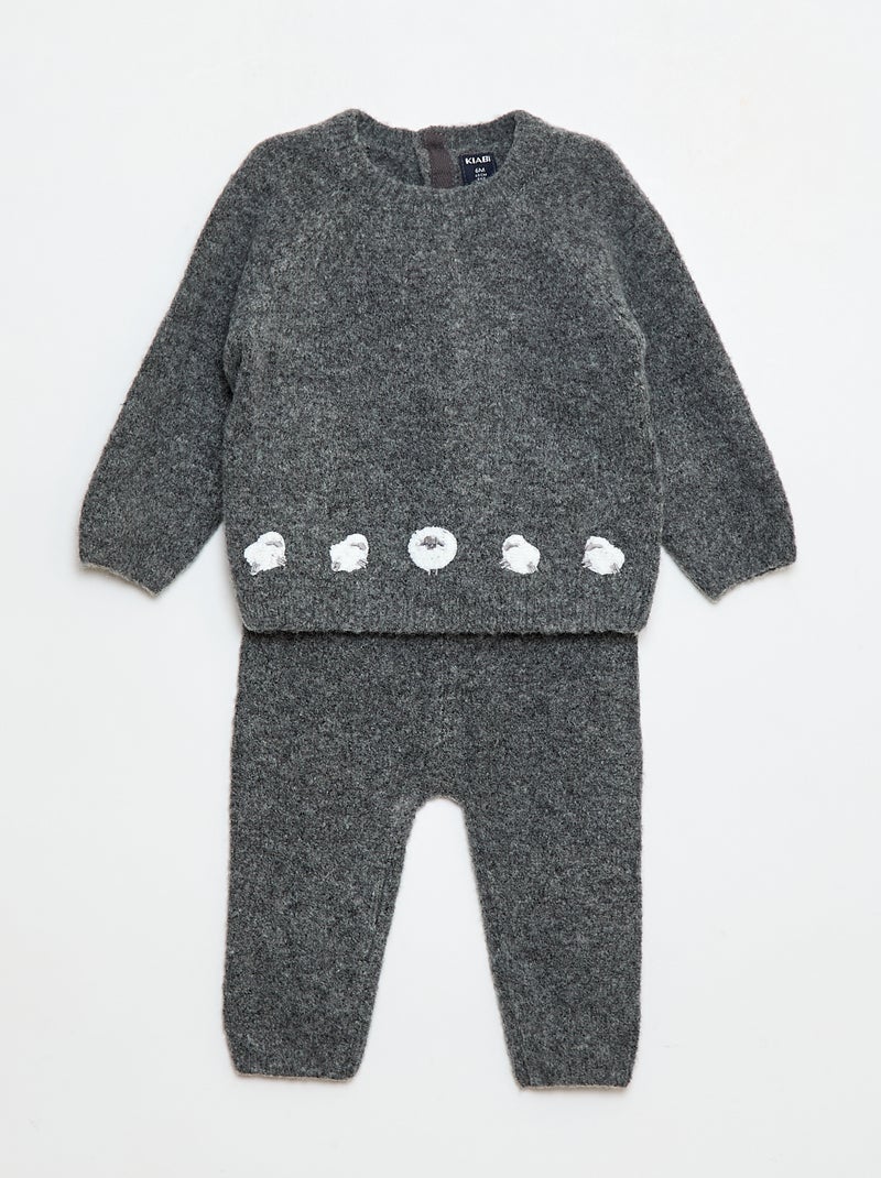Conjunto jersey + pantalón de punto - 2 piezas Gris - Kiabi