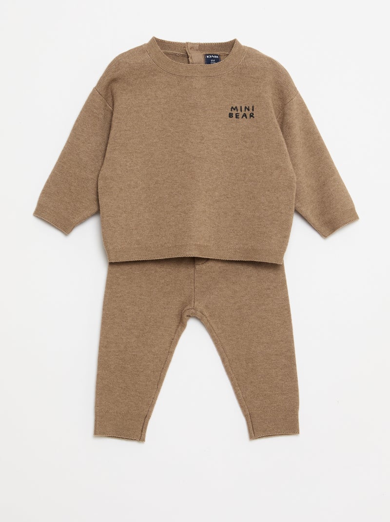 Conjunto jersey + pantalón de punto Beige - Kiabi