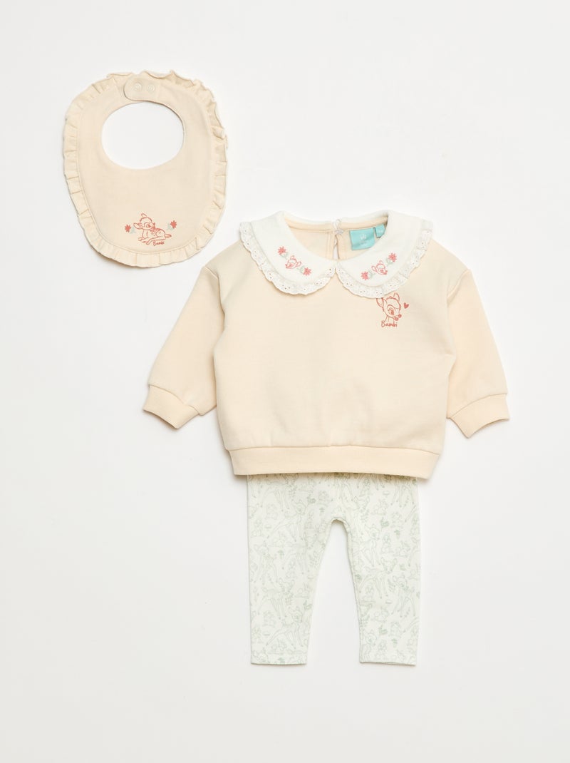Conjunto jogging sudadera + pantalón + babero 'Marie' 'Disney' - 3 piezas Rosa - Kiabi