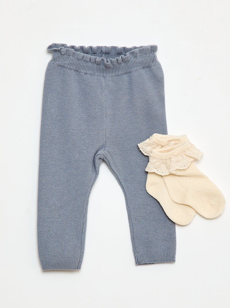 Conjunto Legging fantasía + calcetín de encaje Azul - Kiabi