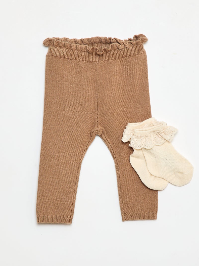 Conjunto Legging fantasía + calcetín de encaje Marron - Kiabi