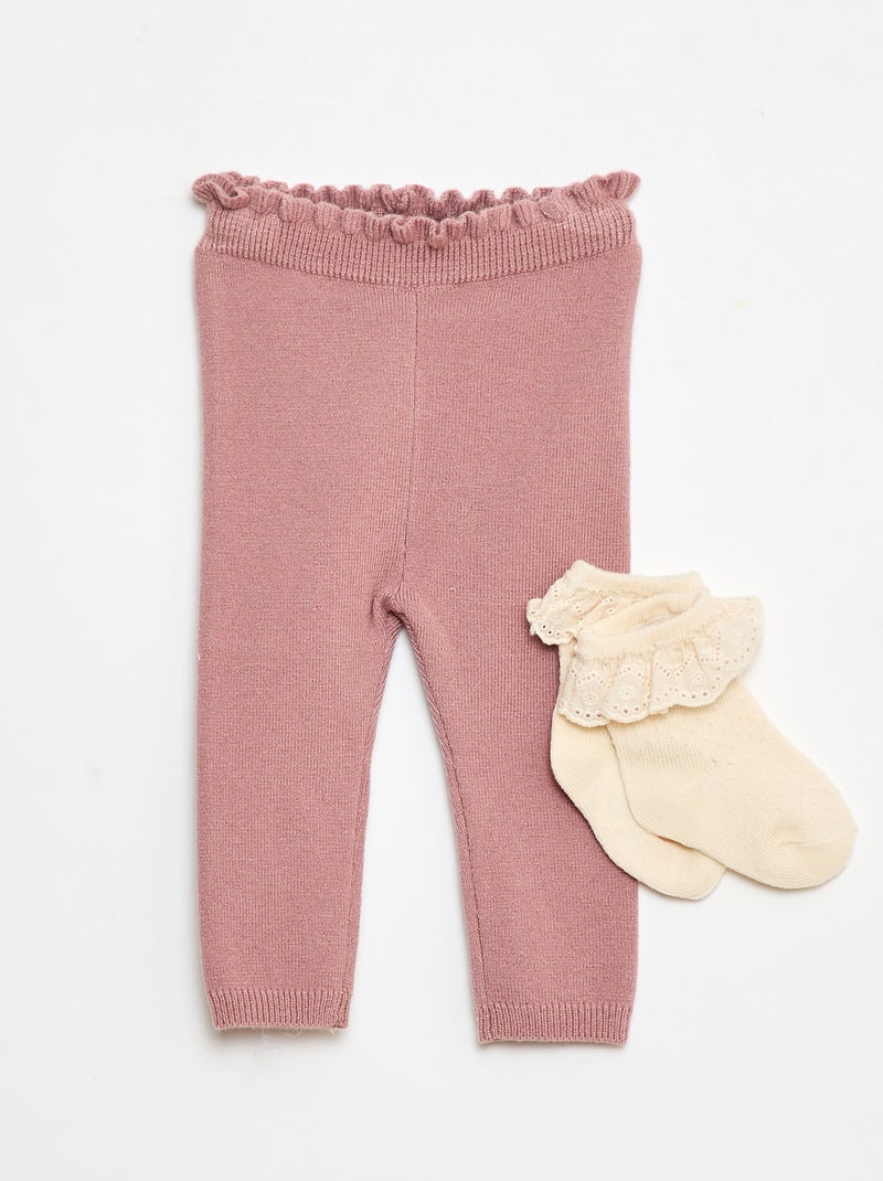 Conjunto Legging fantasía + calcetín de encaje Rosa - Kiabi