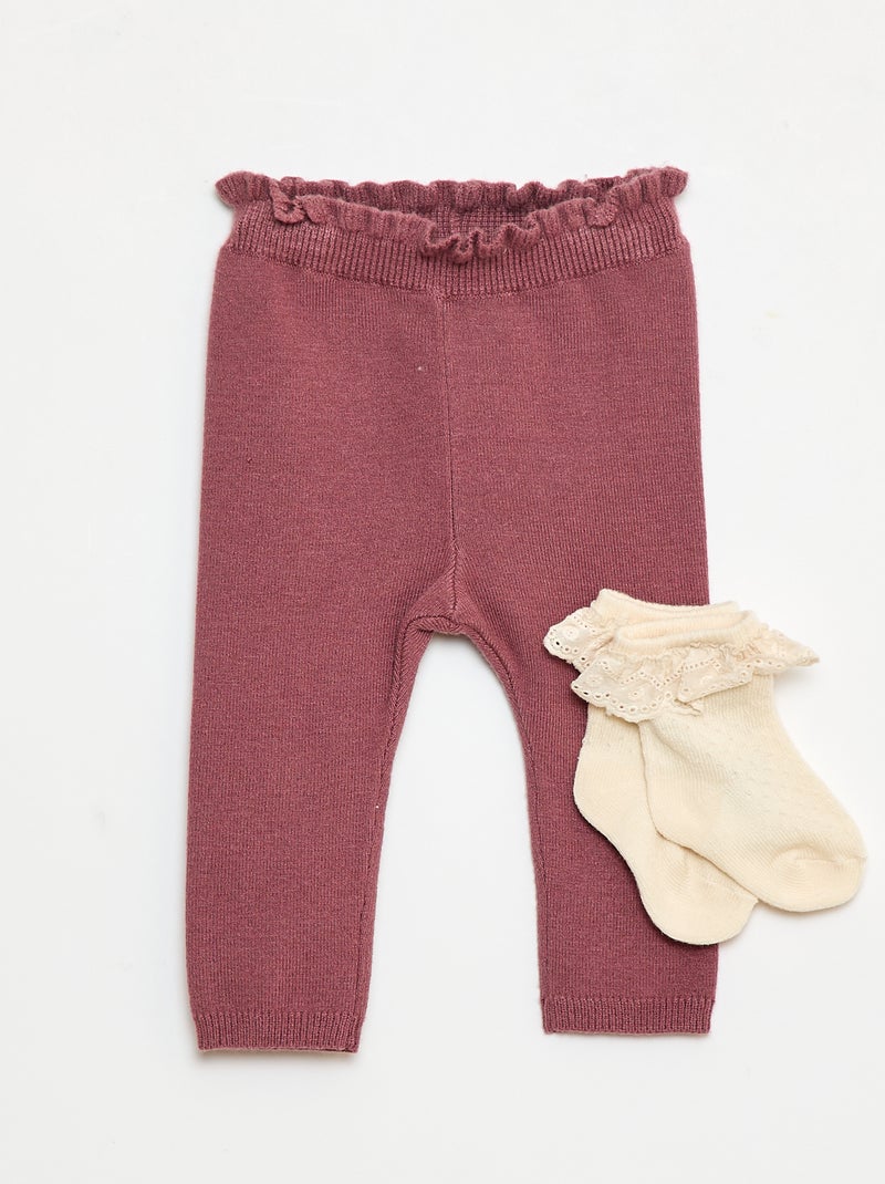 Conjunto Legging fantasía + calcetín de encaje Rosa - Kiabi