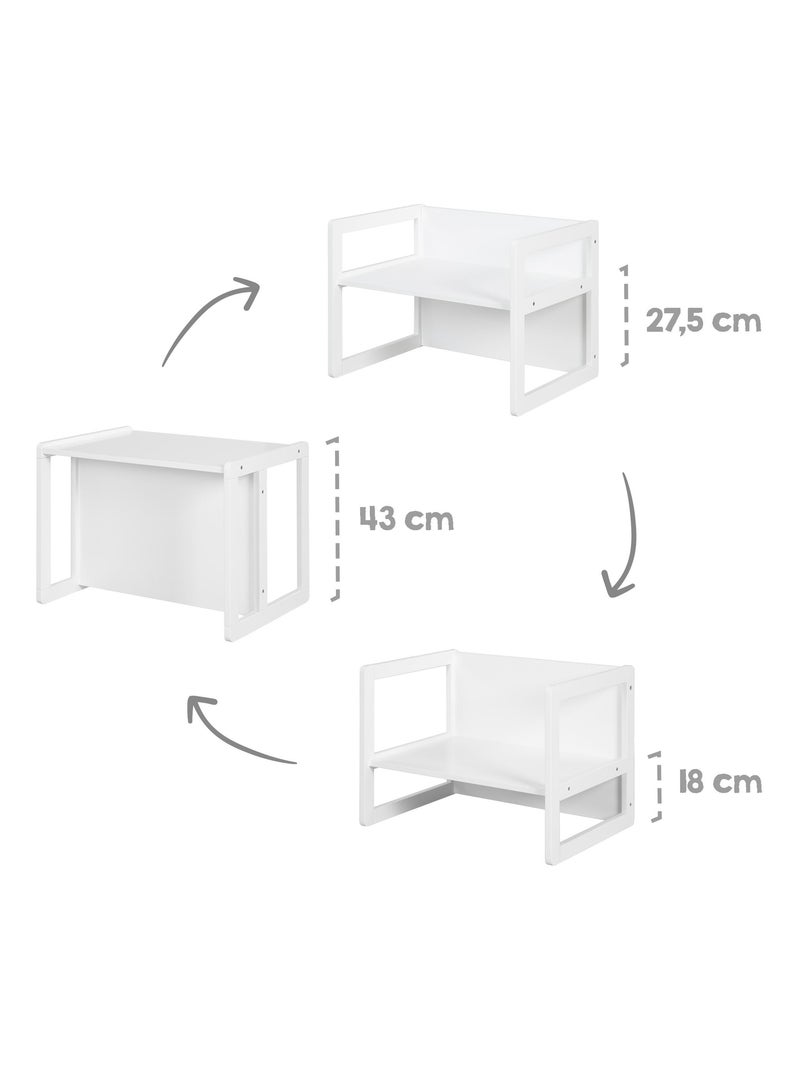 Conjunto mesa convertible en banco + 1 silla evolutiva 'Roba' Blanco - Kiabi