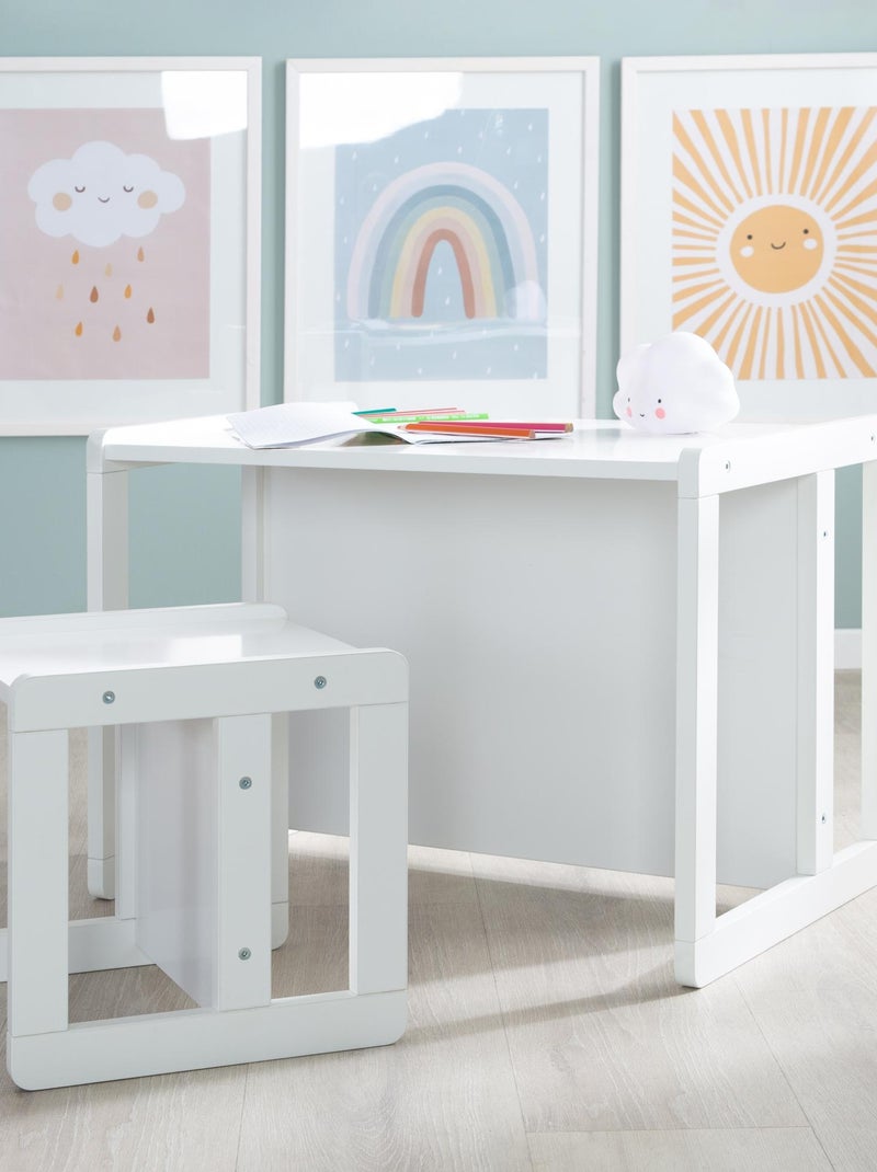 Conjunto mesa convertible en banco + 1 silla evolutiva 'Roba' Blanco - Kiabi