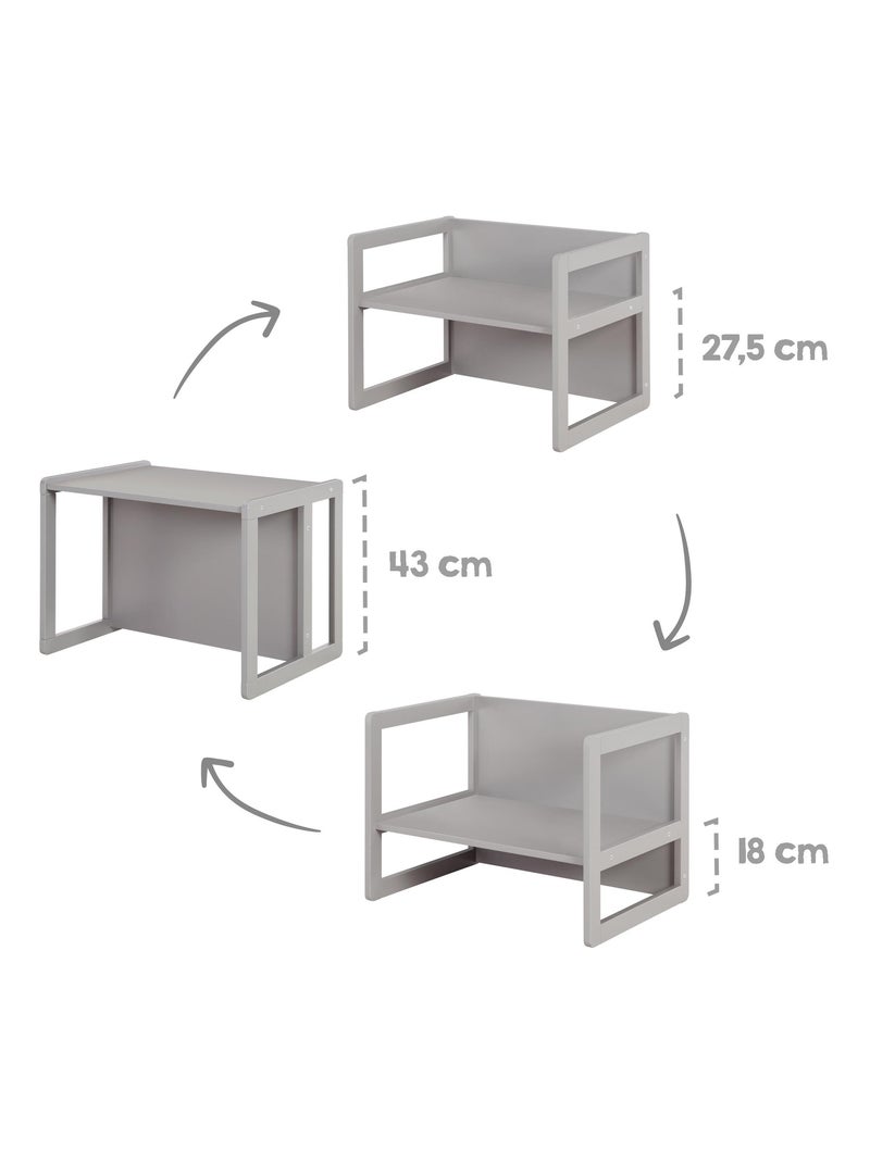 Conjunto mesa convertible en banco + 1 silla evolutiva 'Roba' Gris - Kiabi
