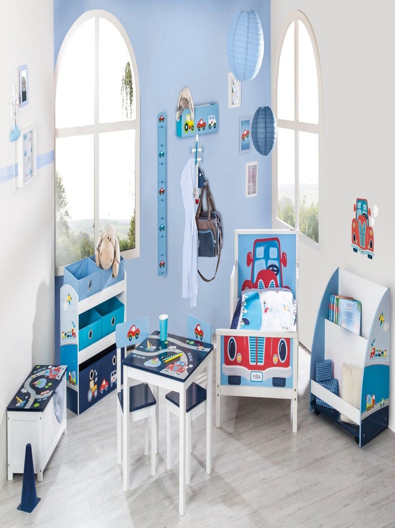 Conjunto mesa y 2 sillas infantil en madera - diseño coches 'Roba Rennfahrer' Azul Azul marino Blanco - Kiabi