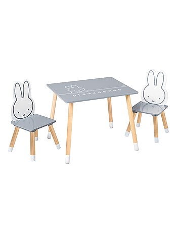 Conjunto mesa y 2 sillas infantil en madera - diseño conejo 'Roba miffy'