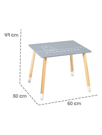 Conjunto mesa y 2 sillas infantil en madera - diseño conejo 'Roba miffy'