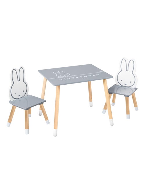 Conjunto mesa y 2 sillas infantil en madera - diseño conejo 'Roba miffy' - Kiabi