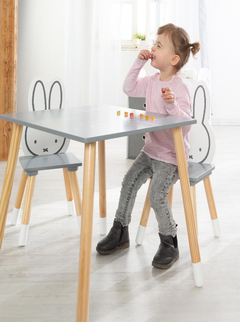 Conjunto mesa y 2 sillas infantil en madera - diseño conejo 'Roba miffy' Gris beige Blanco - Kiabi