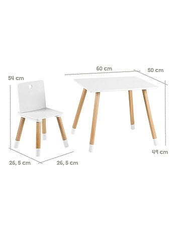 Conjunto mesa y 2 sillas infantil en madera - diseño escandinavo 'Roba'