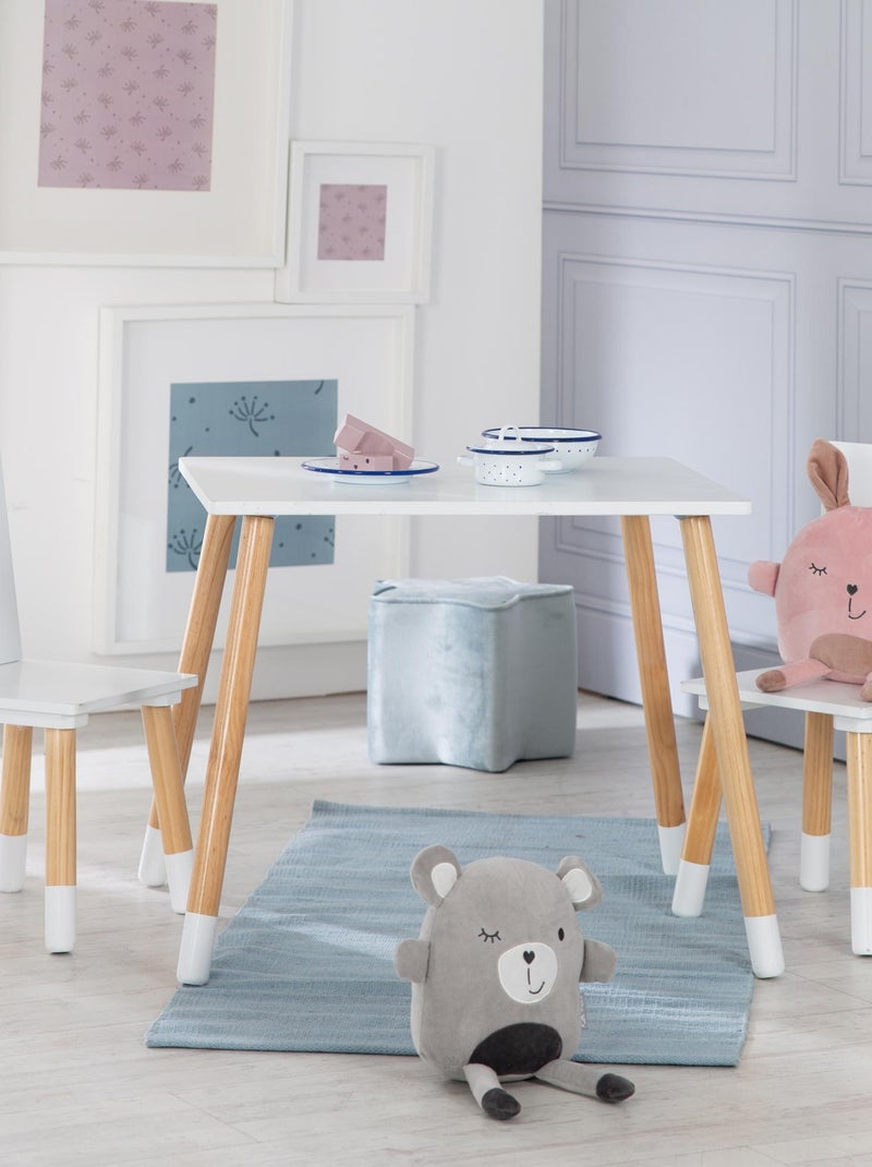 Conjunto mesa y 2 sillas infantil en madera - diseño escandinavo 'Roba' Blanco Beige - Kiabi