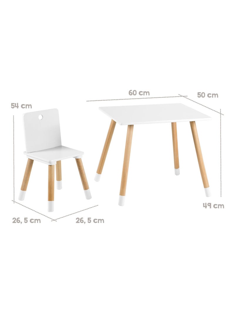 Conjunto mesa y 2 sillas infantil en madera - diseño escandinavo 'Roba' Blanco Beige - Kiabi
