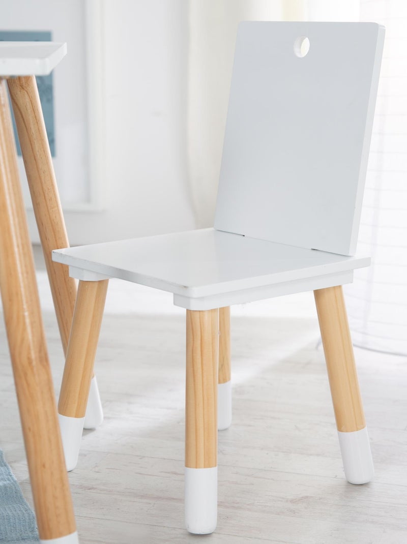 Conjunto mesa y 2 sillas infantil en madera - diseño escandinavo 'Roba' Blanco Beige - Kiabi