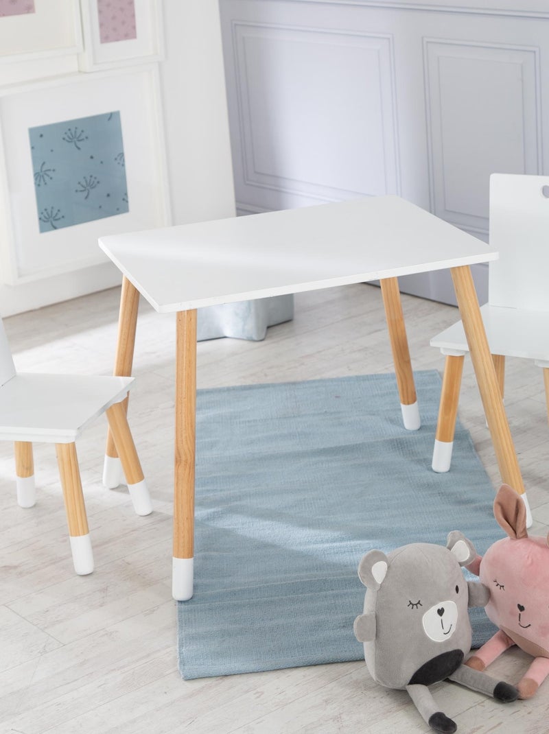 Conjunto mesa y 2 sillas infantil en madera - diseño escandinavo 'Roba' Blanco Beige - Kiabi