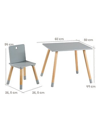 Conjunto mesa y 2 sillas infantil en madera - diseño escandinavo 'Roba'