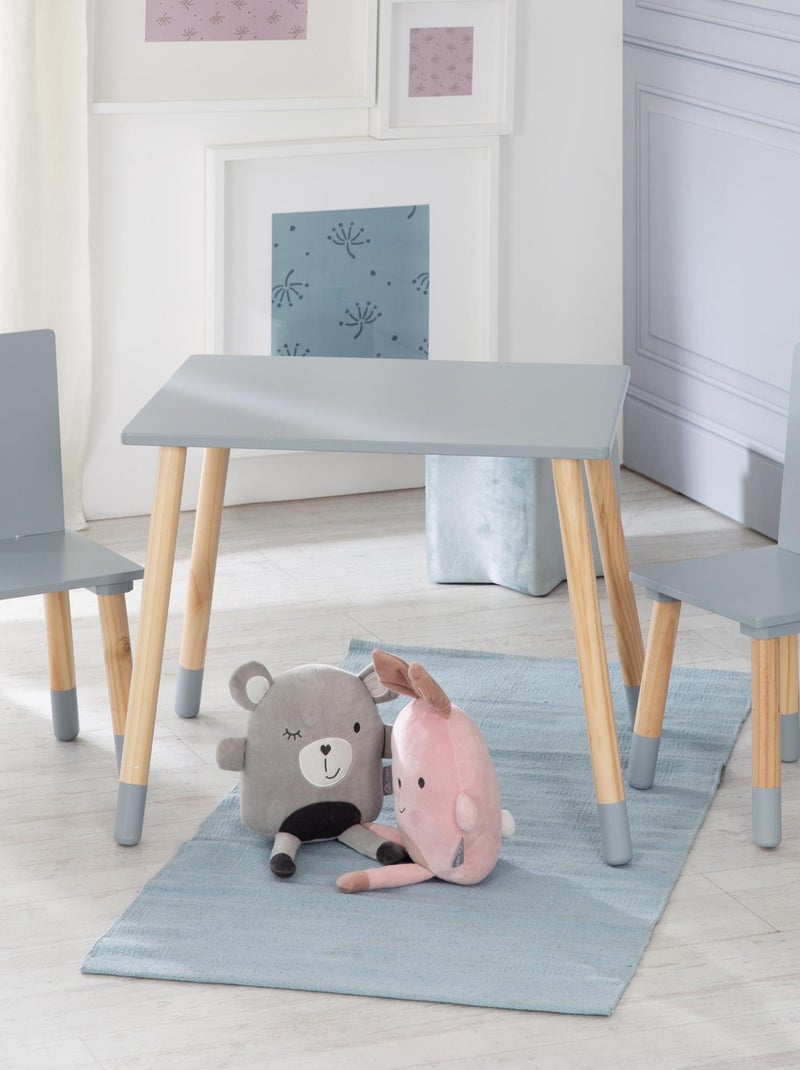 Conjunto mesa y 2 sillas infantil en madera - diseño escandinavo 'Roba' Gris beige - Kiabi