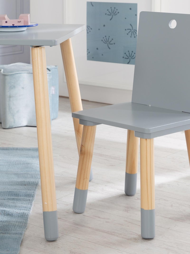 Conjunto mesa y 2 sillas infantil en madera - diseño escandinavo 'Roba' Gris beige - Kiabi