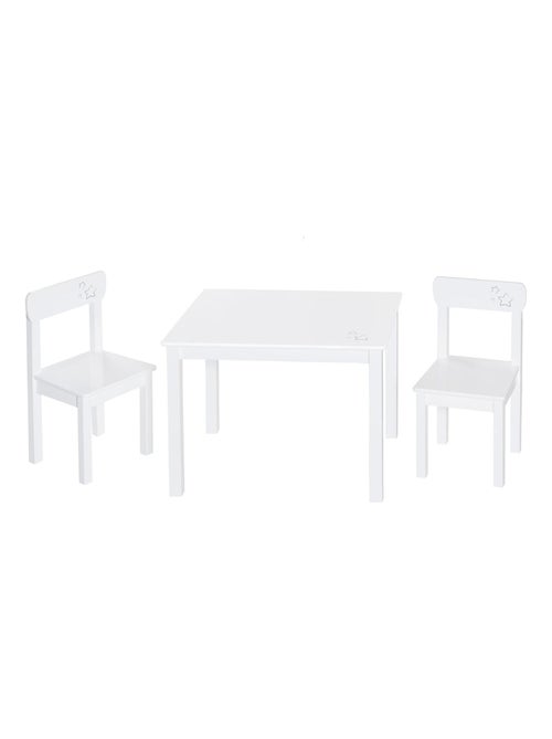 Conjunto mesa y 2 sillas infantil en madera - diseño estrellas 'Roba little stars' - Kiabi