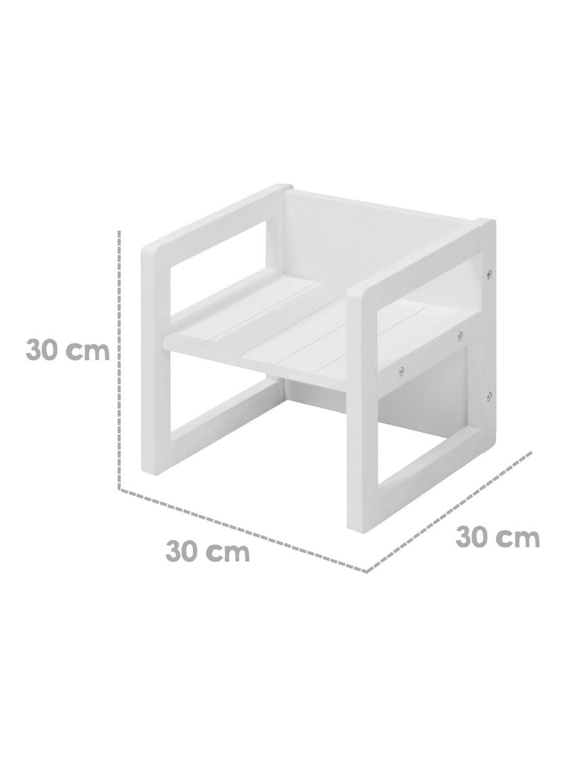 Conjunto mesa y sillas infantil - set convertible en banco y taburete - 3 alturas de asiento 'Roba' Blanco - Kiabi