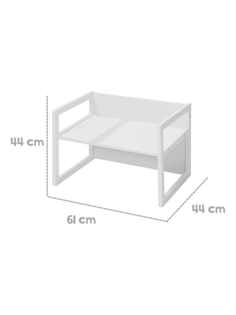 Conjunto mesa y sillas infantil - set convertible en banco y taburete - 3 alturas de asiento 'Roba' Blanco - Kiabi