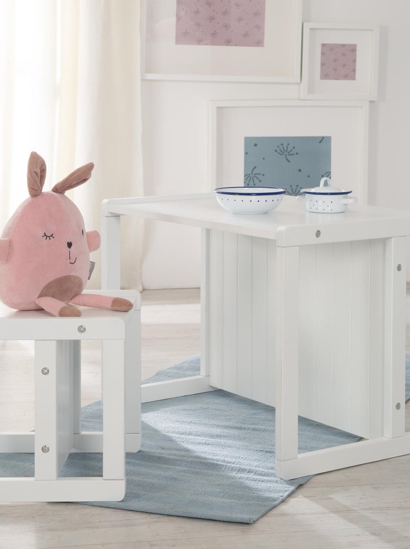 Conjunto mesa y sillas infantil - set convertible en banco y taburete - 3 alturas de asiento 'Roba' Blanco - Kiabi